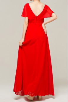 Chiffon V-neck Floor Length Empire Dress with Crystal