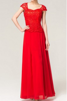 Lace Square Neckline Floor Length A-line Dress