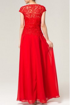 Lace Square Neckline Floor Length A-line Dress