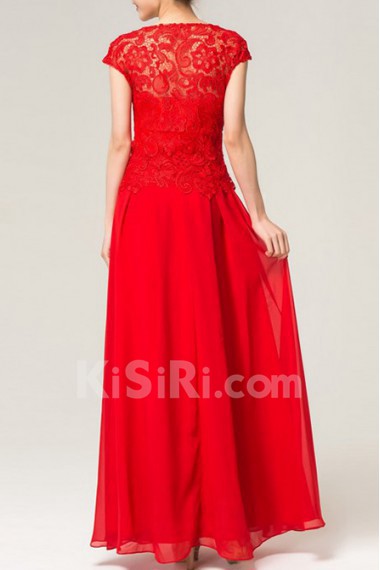 Lace Square Neckline Floor Length A-line Dress