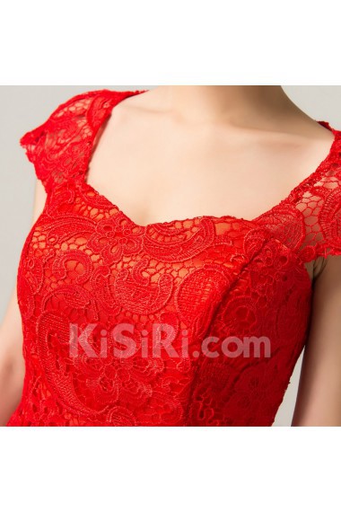 Lace Square Neckline Floor Length A-line Dress