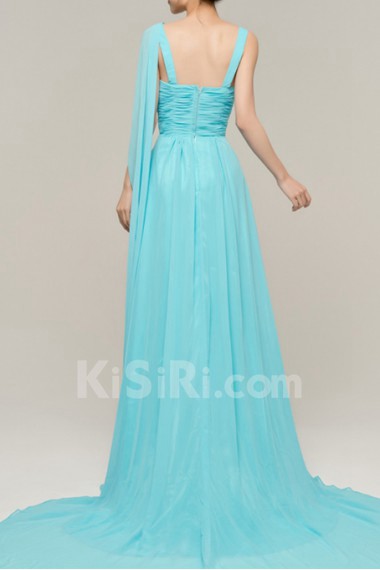 Chiffon V-neck A-line Dress with Crystal