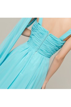 Chiffon V-neck A-line Dress with Crystal