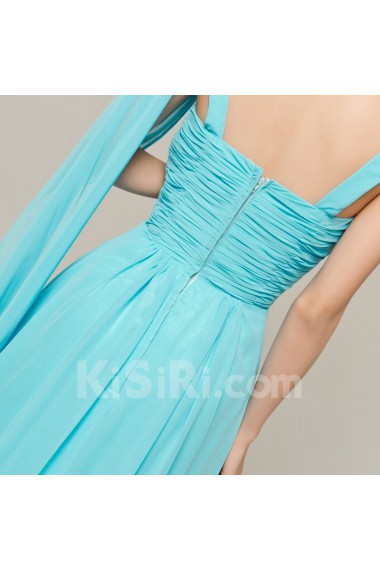 Chiffon V-neck A-line Dress with Crystal