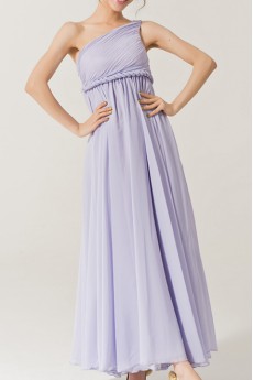 Chiffon One Shoulder Ankle-Length Empire Dress