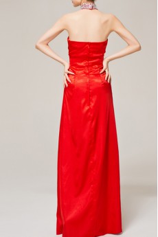 Satin Halter Floor Length Empire Dress with Sequins