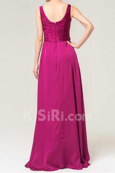 Charmeuse Scoop Neckline Floor Length Empire Dress with Crystal