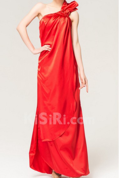 Charmeuse One Shoulder Floor Length Column Dress