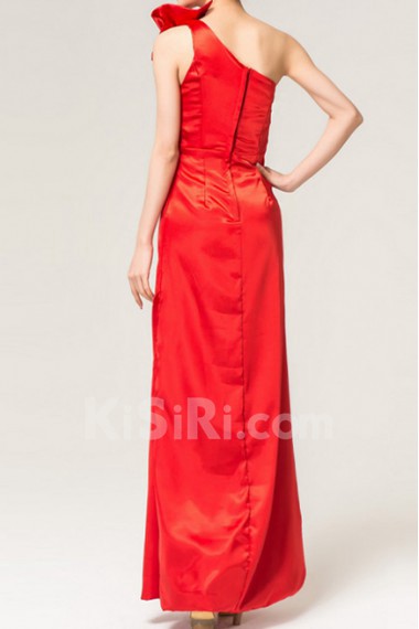 Charmeuse One Shoulder Floor Length Column Dress