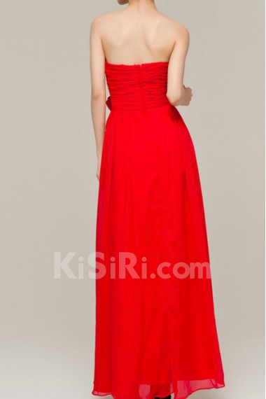 Chiffon Strapless Floor Length Corset Dress with Handmade Flowers