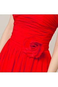 Chiffon Strapless Floor Length Corset Dress with Handmade Flowers