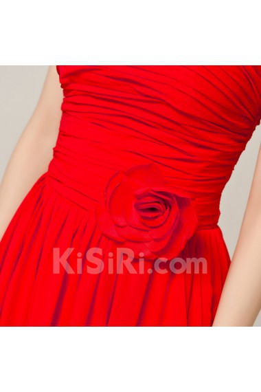 Chiffon Strapless Floor Length Corset Dress with Handmade Flowers