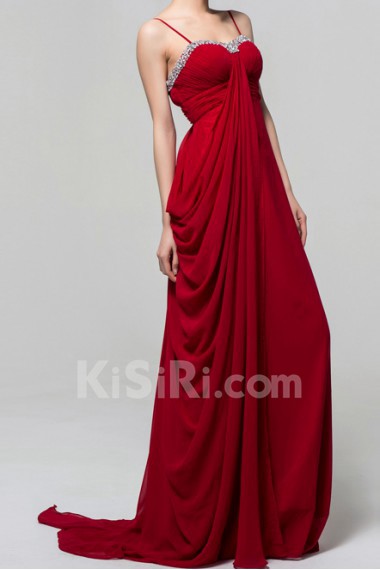 Charmeuse Spaghetti Neckline Empire Dress with Beading