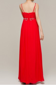 Chiffon Spaghetti Neckline Floor Length Column Dress with Sequins