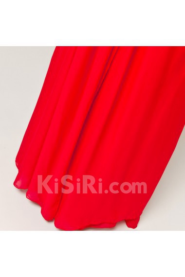 Chiffon Spaghetti Neckline Floor Length Column Dress with Sequins