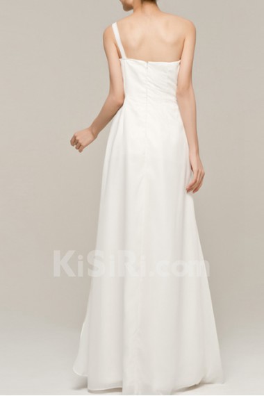 Chiffon One Shoulder Floor Length A-line Dress with Sequins