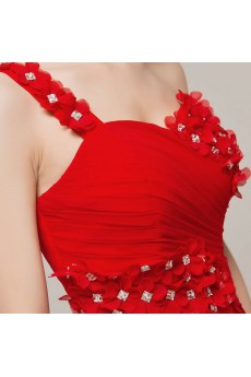 Chiffon One Shoulder Floor Length A-line Dress with Crystal