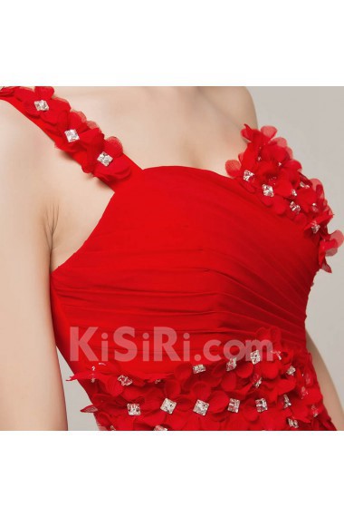 Chiffon One Shoulder Floor Length A-line Dress with Crystal