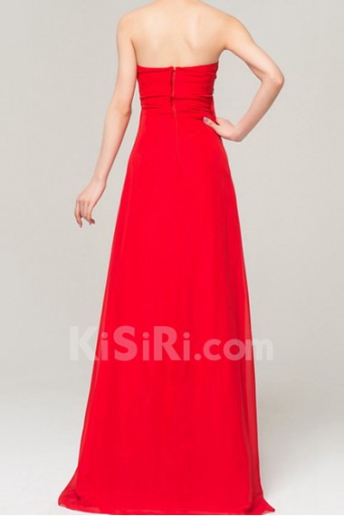 Chiffon Strapless Floor Length A-line Dress with Crystal