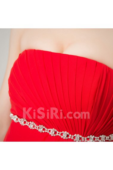 Chiffon Strapless Floor Length A-line Dress with Crystal