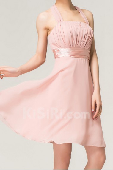 Chiffon Halter Short A-line Dress