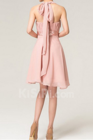 Chiffon Halter Short A-line Dress