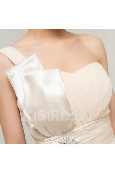 Chiffon One Shoulder Short Corset Dress with Crystal