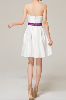 Satin Strapless Short A-line Dress with Bow