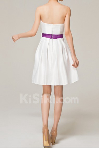 Satin Strapless Short A-line Dress with Bow