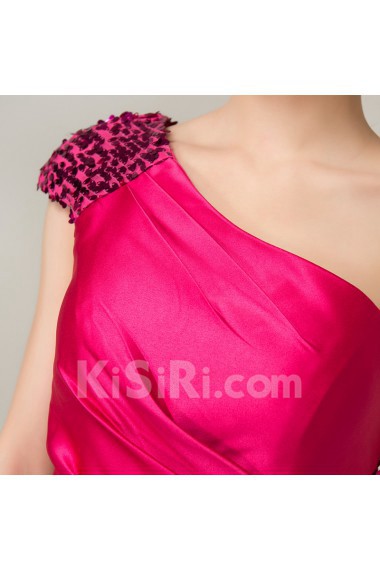 Chiffon One Shoulder Short Dress with Crystal