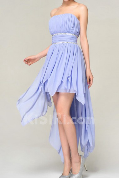 Chiffon Strapless Short Corset Dress with Crystal