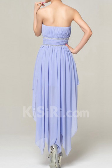 Chiffon Strapless Short Corset Dress with Crystal