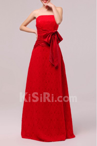 Lace Strapless Floor Length A-line Dress