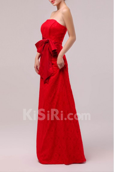 Lace Strapless Floor Length A-line Dress