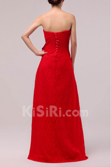 Lace Strapless Floor Length A-line Dress