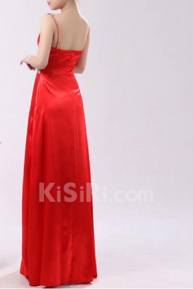 Satin V-neck Floor Length Empire Dress with Sequins