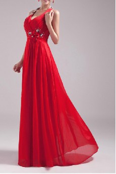 Satin and Chiffon Halter Floor Length A-line Dress with Sequins