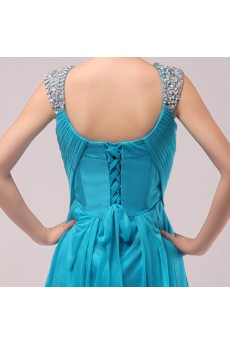 Satin and Chiffon Straps Neckline Floor Length Empire Dress with Sequins