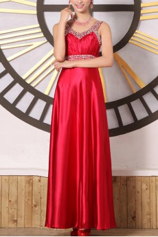 Satin V-neck Floor Length Empire Dress with Sequins