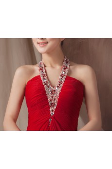 Silk V-neck Column Dress with Beading