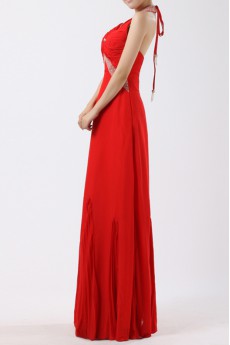 Chiffon Halter Floor Length Empire Dress with Beading