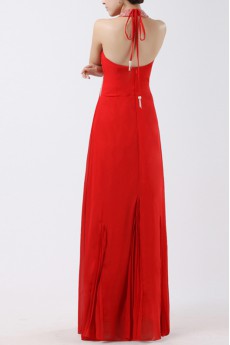 Chiffon Halter Floor Length Empire Dress with Beading