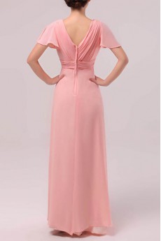 Chiffon V-neck Floor Length Empire Dress with Crystal