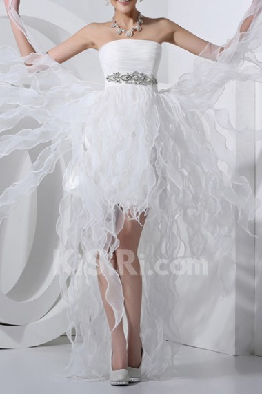 Tulle Strapless Short Dress with Crystal