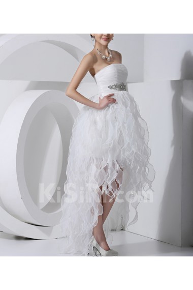 Tulle Strapless Short Dress with Crystal