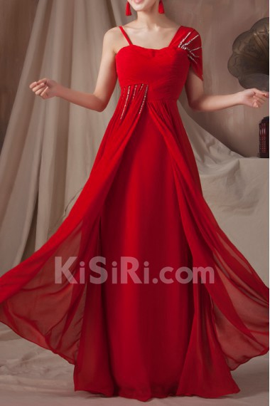 Chiffon Straps Neckline Floor Length Empire Dress with Sequins