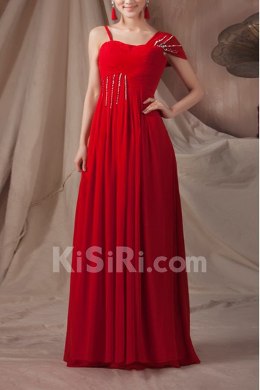 Chiffon Straps Neckline Floor Length Empire Dress with Sequins