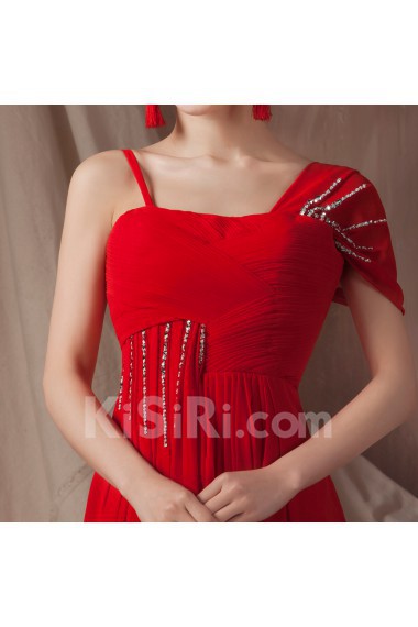 Chiffon Straps Neckline Floor Length Empire Dress with Sequins