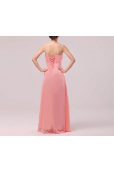 Satin and Tulle Spaghetti Neckline Floor Length A-line Dress with Sequins