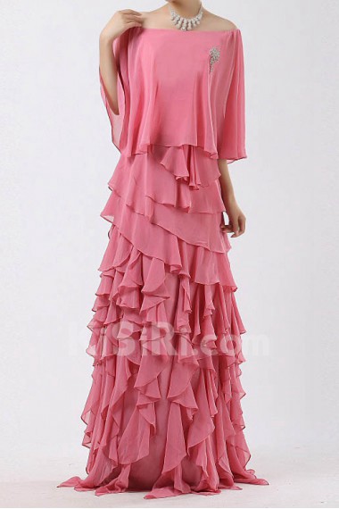 Chiffon Off-the-Shoulder Floor Length Column Dress